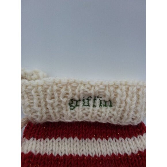 West Elm griffin Striped Knit Wool Christmas Holiday Stocking Handcrafted - Picture 2 of 12